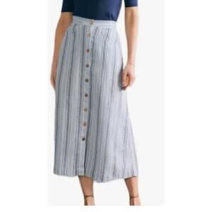 Faherty Womens La Jolla Skirt  Stripe Blue Buttons Pockets Size Large